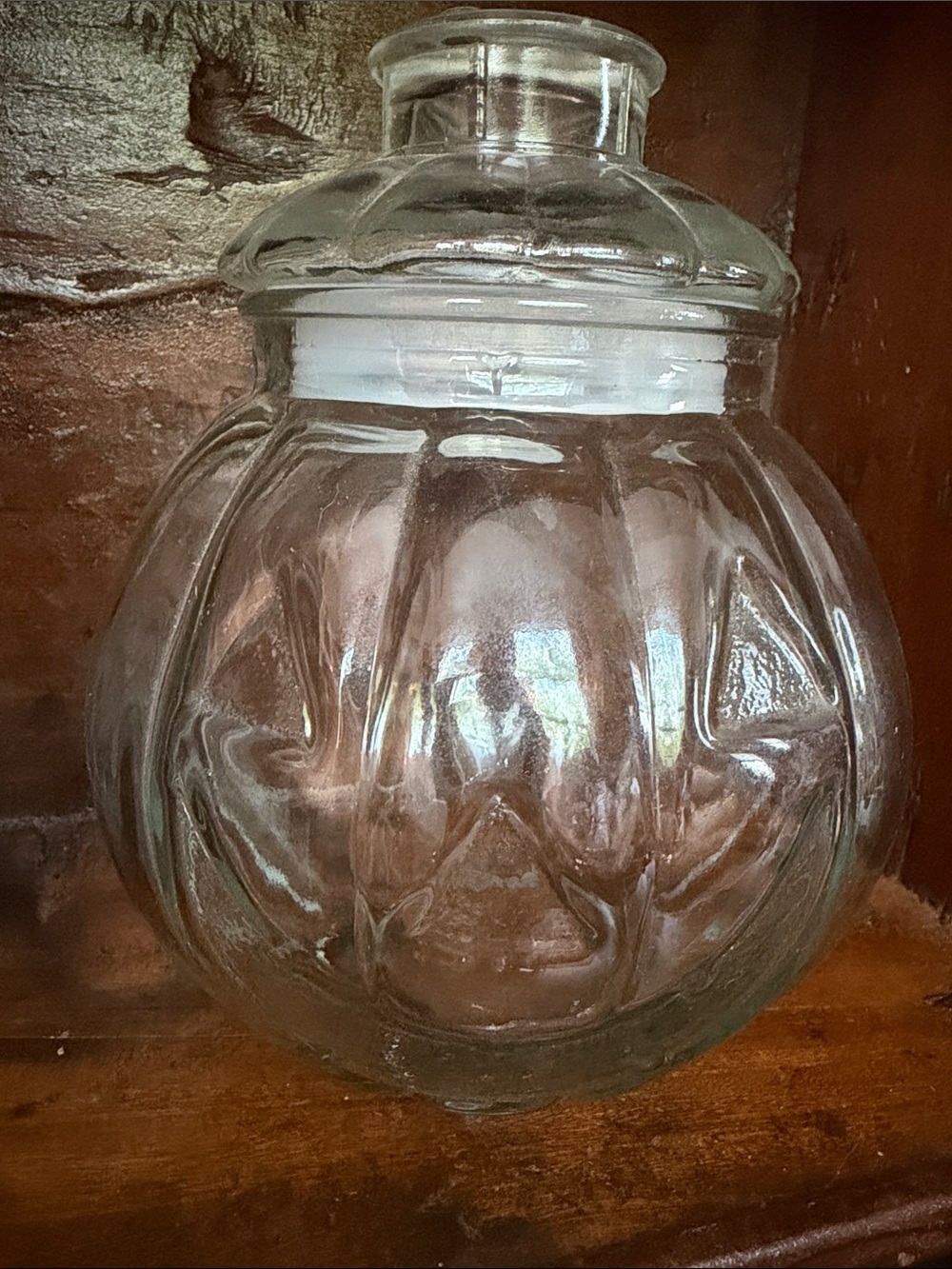 Clear Glass Jack O Lantern Pumpkin Storage Jar with Lid